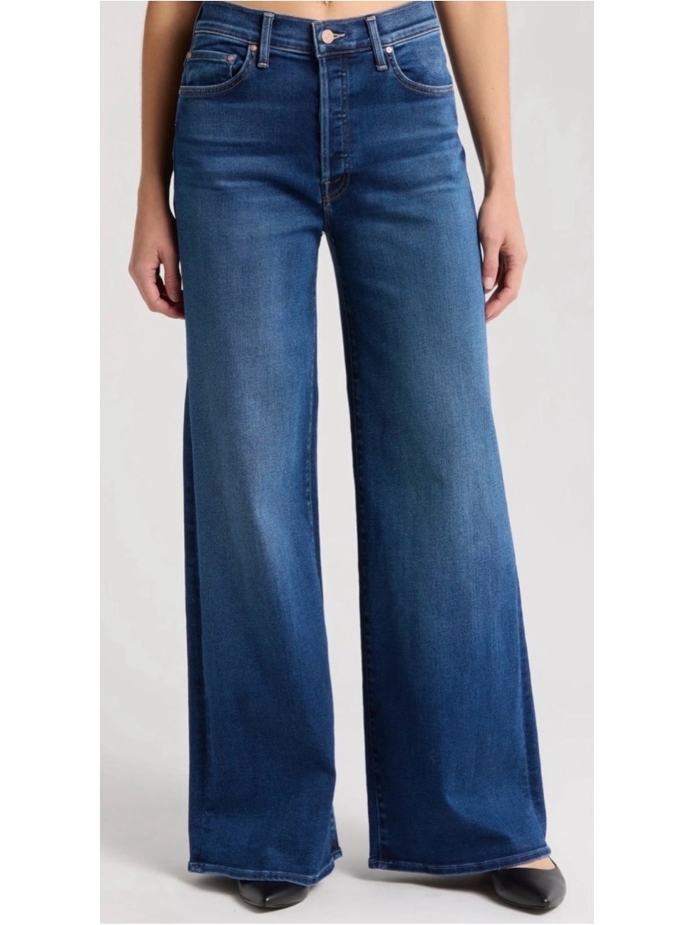 MOTHER The Ditcher Roller Sneak Wide-Leg Jeans Dark Wash 27